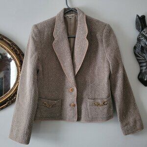 Vintage M.Perky Wool Blend Tweed Blazer | 70% wool | Classic Tailored Jacket